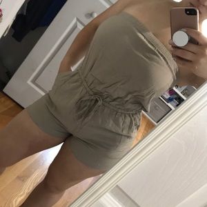 Tan strapless romper